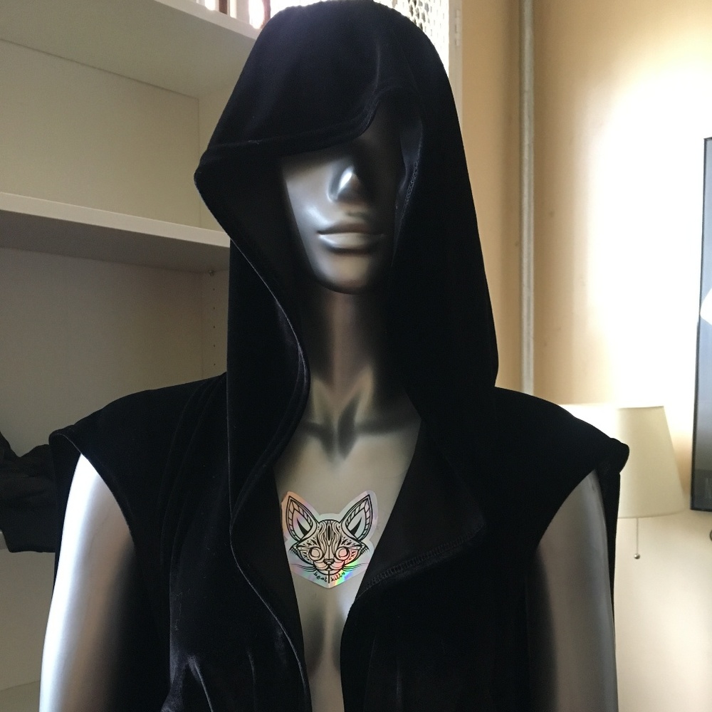 Velvet corset dress with hood & cape—ren faire!